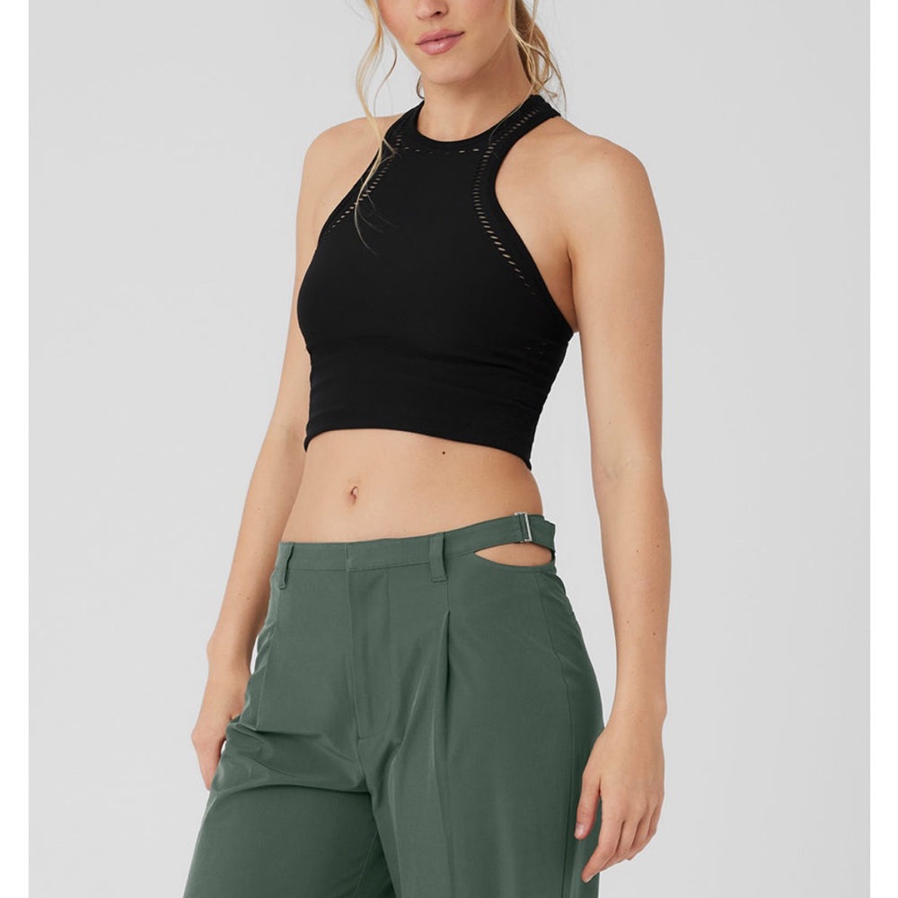 Alo Black Racerback Tank Top size large Alo yoga Pilates walk hike spinning - Picture 7 of 11